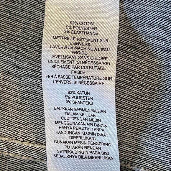 Armani Exchange Blue Full Zip White Washed Denim Cropped Moto  Jacket Size XS - Picture 9 of 10